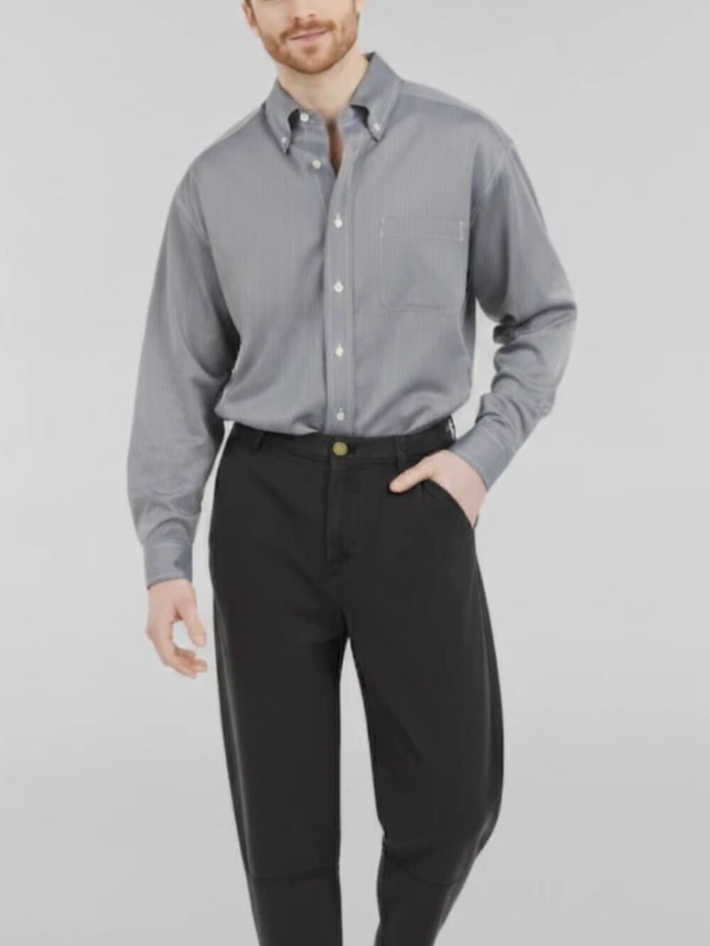 Daniel Cremieux Egyptian Cotton Mens M Blue Herringbone Button Down Shirt